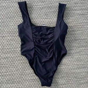 J Crew ruched square neck swimsuit Blue sz 20